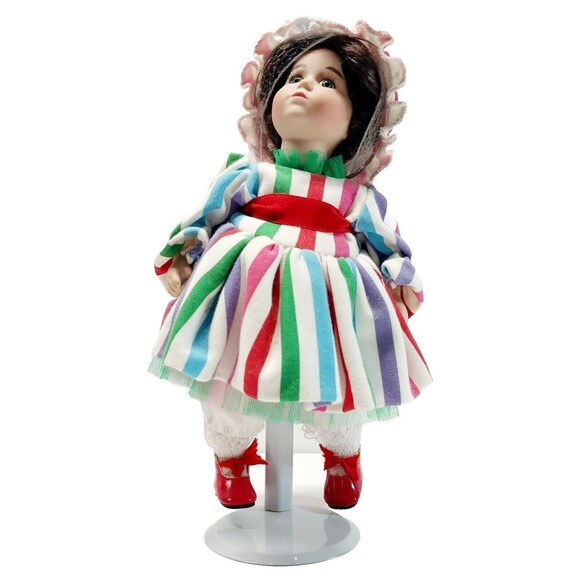 Vintage PIXIE STIX Porcelain Baby Doll Retired KATHLEEN STAYTON 11in Tall Stand - Picture 2 of 13